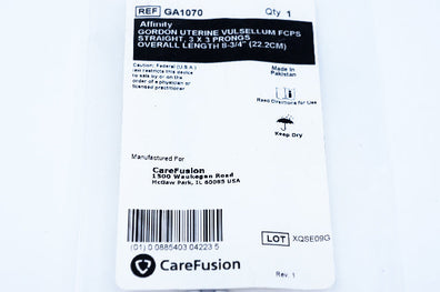 CareFusion GA1070 Gordon Uterine Vulsellum Forceps, 3 x 3 Prongs, Length 8-3/4in